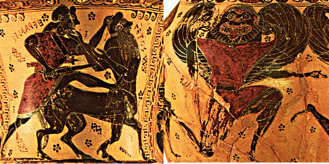Bild: Herakles gegen Nessos, Gorgo