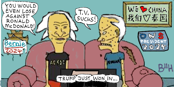 Cartoon: Biden as Beavis in a Metallica T-Shirt wouldn't win too