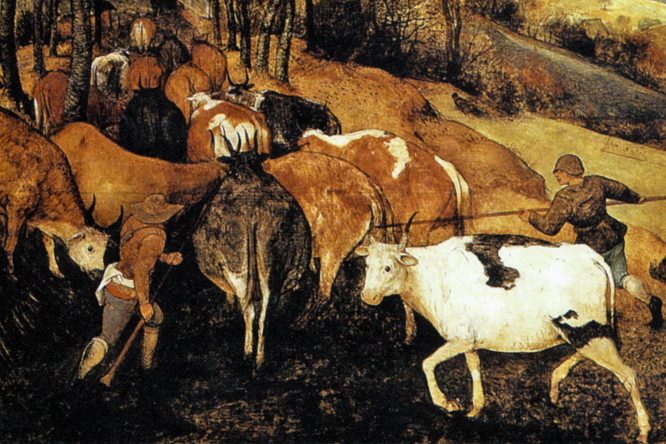 Brueghel Bild Detail mit weißem Rind