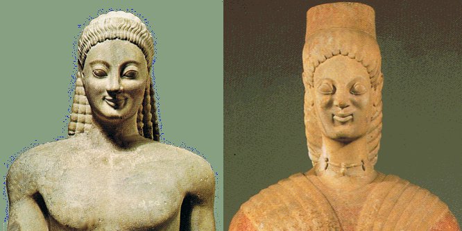 Bild: Archaische seltsame Figuren, Mann und Frau