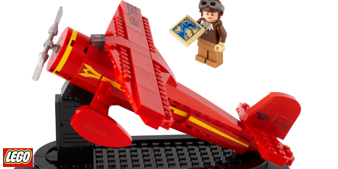 Bild: Amelia mit Flugzeug als Lego Modell
